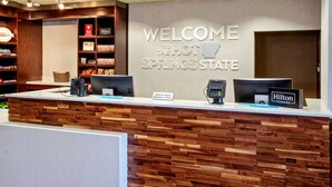 A reception desk at the Hilton Honors hotel in the Hot Springs State.