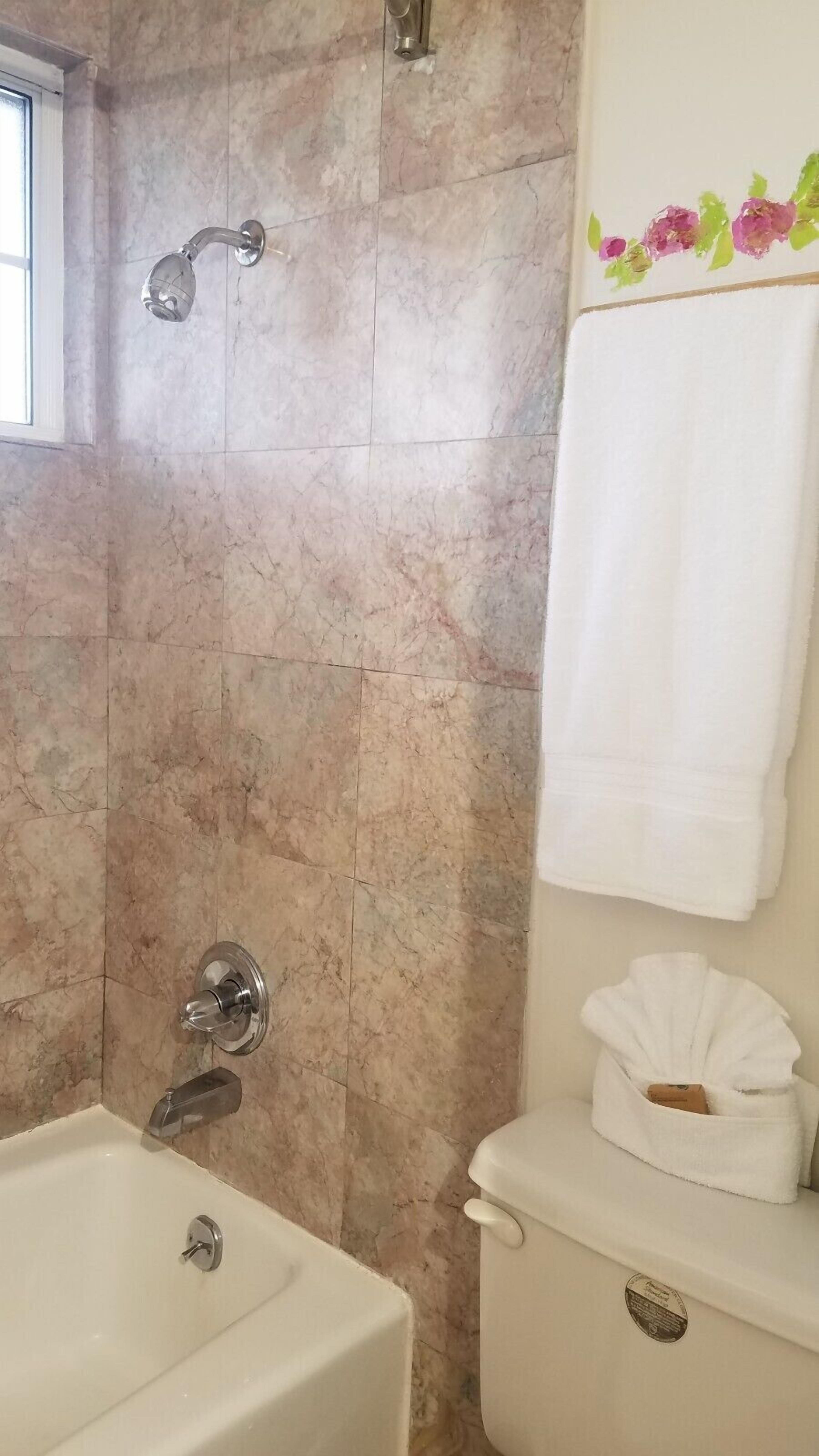 double room | bathroom | combined shower/bathtub, free toiletries, hair dryer, towels