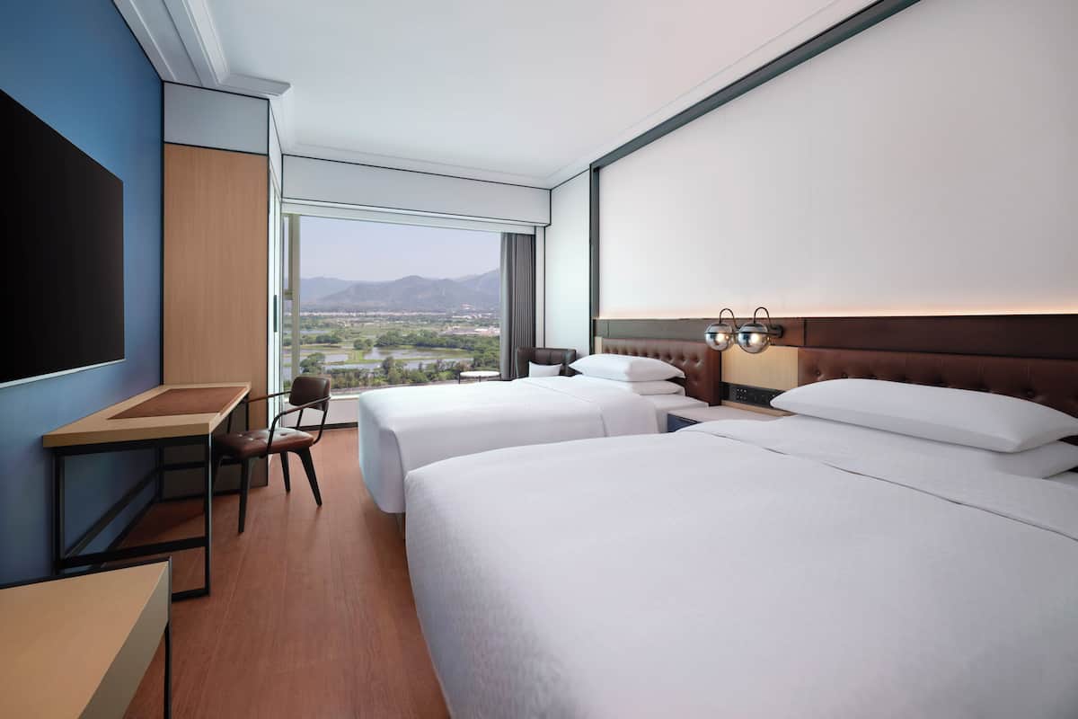 Premium Room, 2 Double Beds | In-room safe, desk, laptop workspace, blackout drapes
