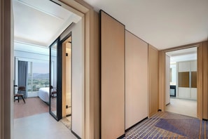 In-room safe, desk, laptop workspace, blackout curtains
