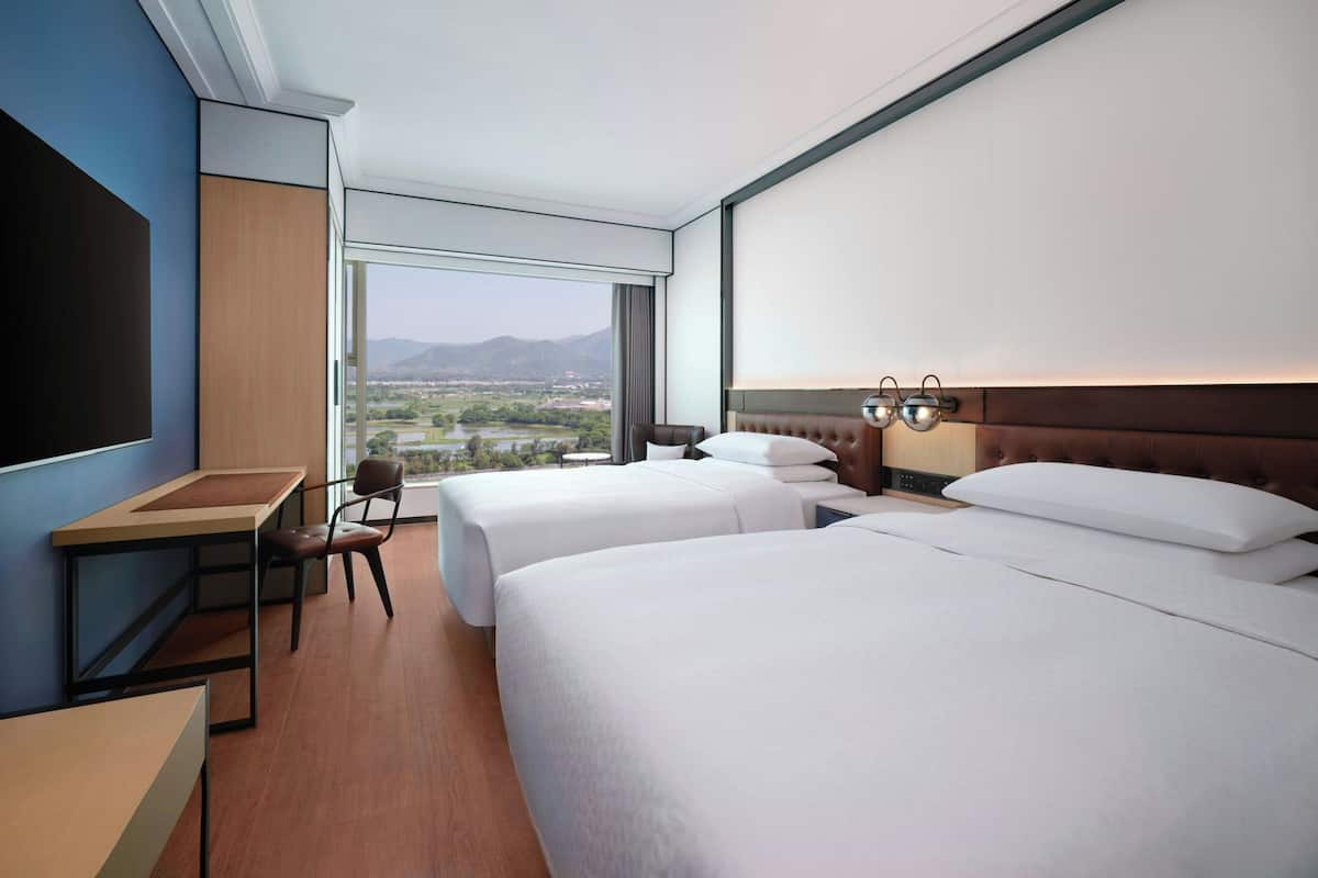 Premium Room, 2 Double Beds | In-room safe, desk, laptop workspace, blackout drapes