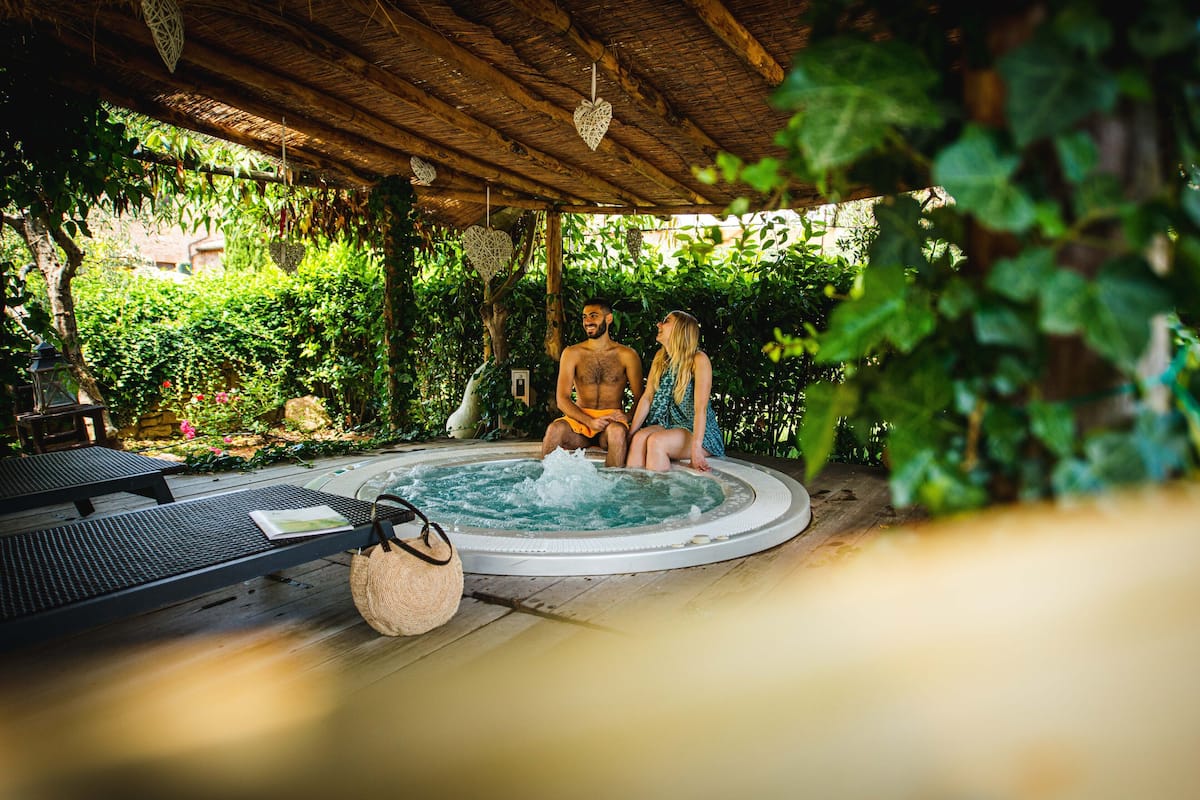 seasonal outdoor pool, pool umbrellas, pool loungers