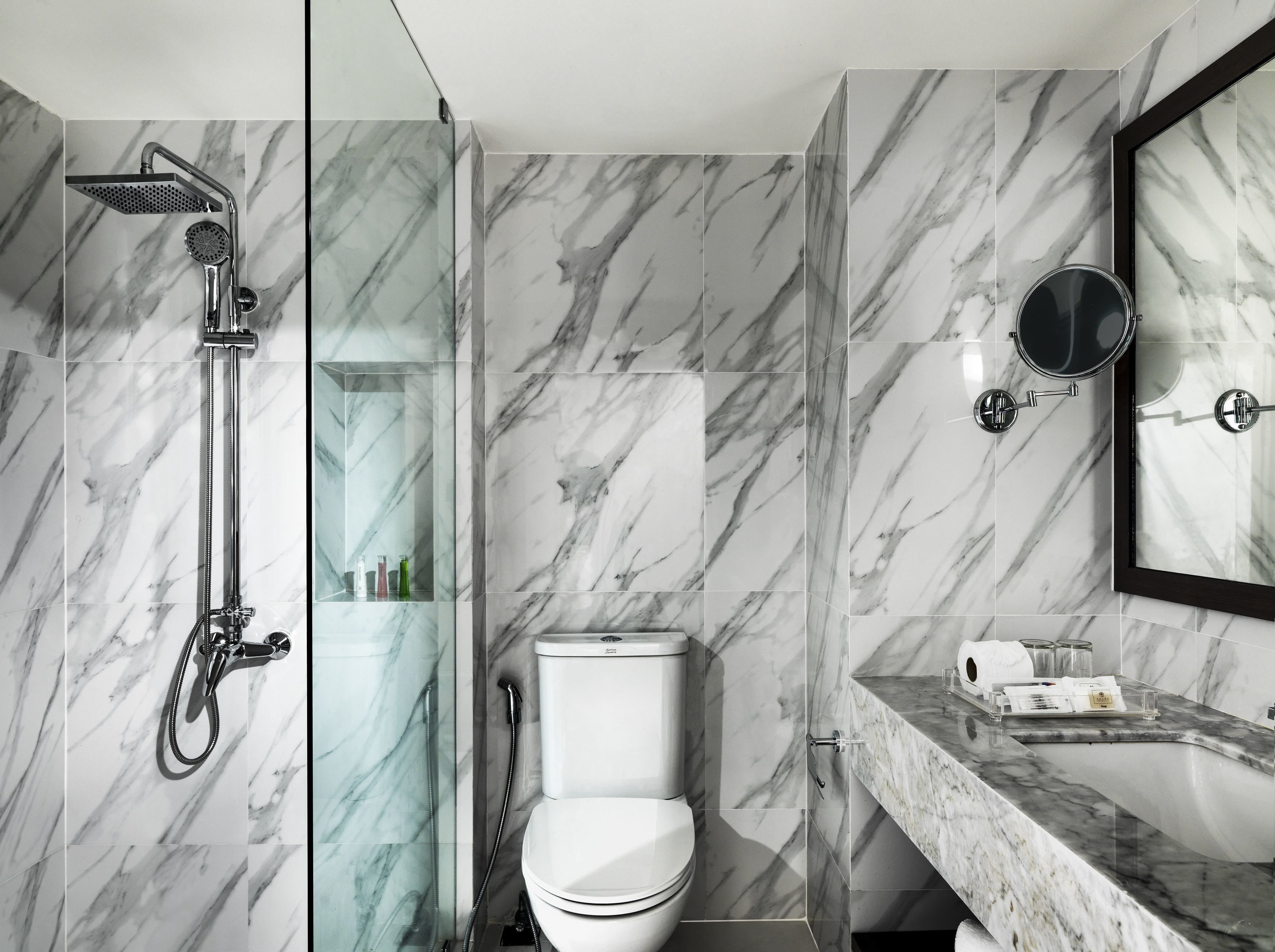 shower, free toiletries, hair dryer, bathrobes