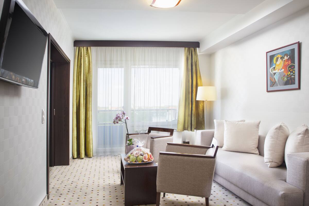 ห้องดีลักซ์สวีท (Castle view) | บริเวณนั่งเล่น | ทีวี
