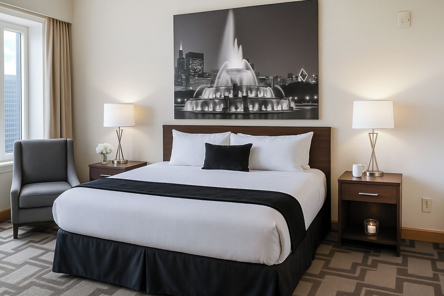 Minibar, caja de seguridad en la habitación y escritorio 