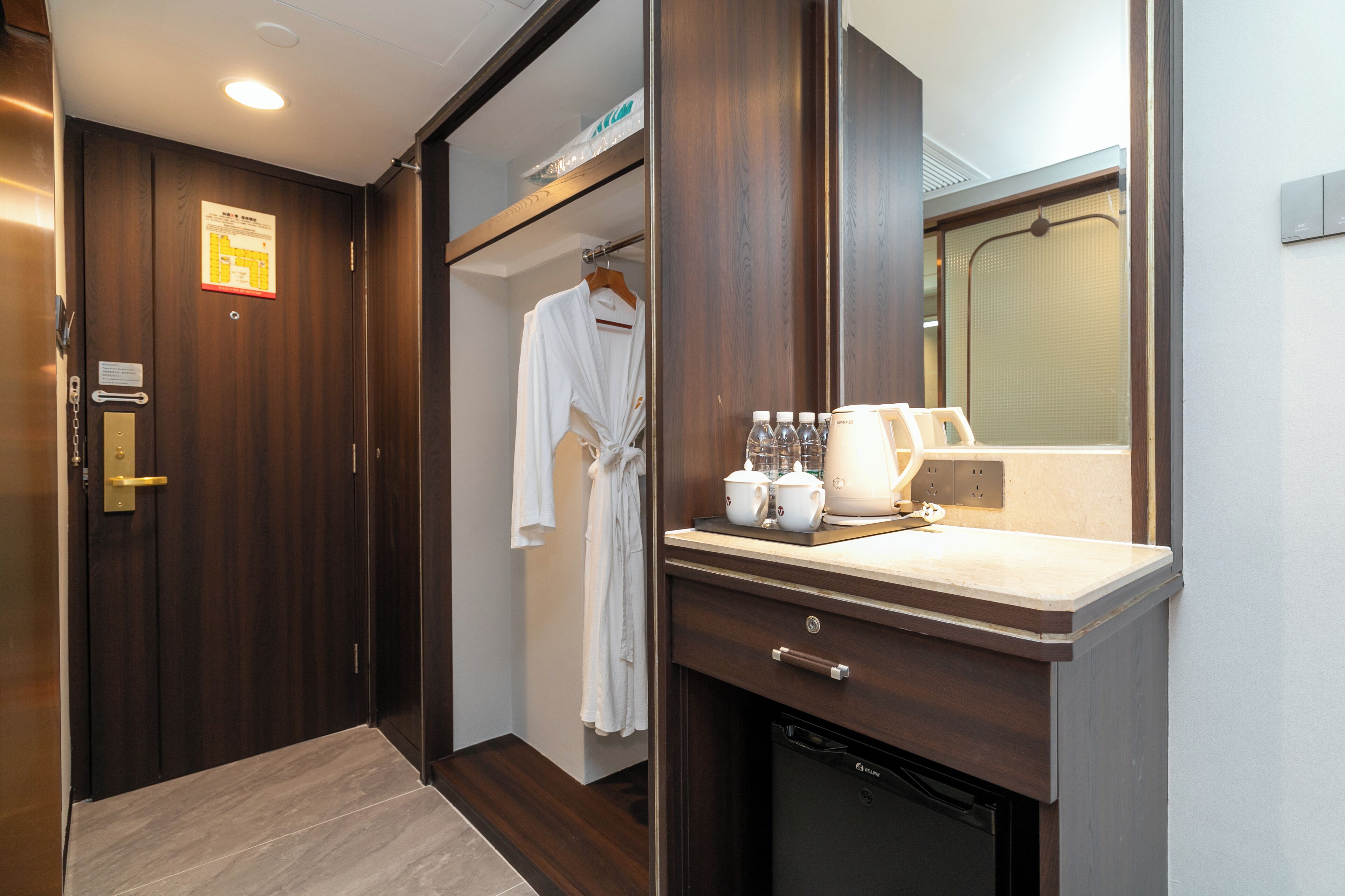 superior twin room | in-room safe, desk, laptop workspace, blackout curtains