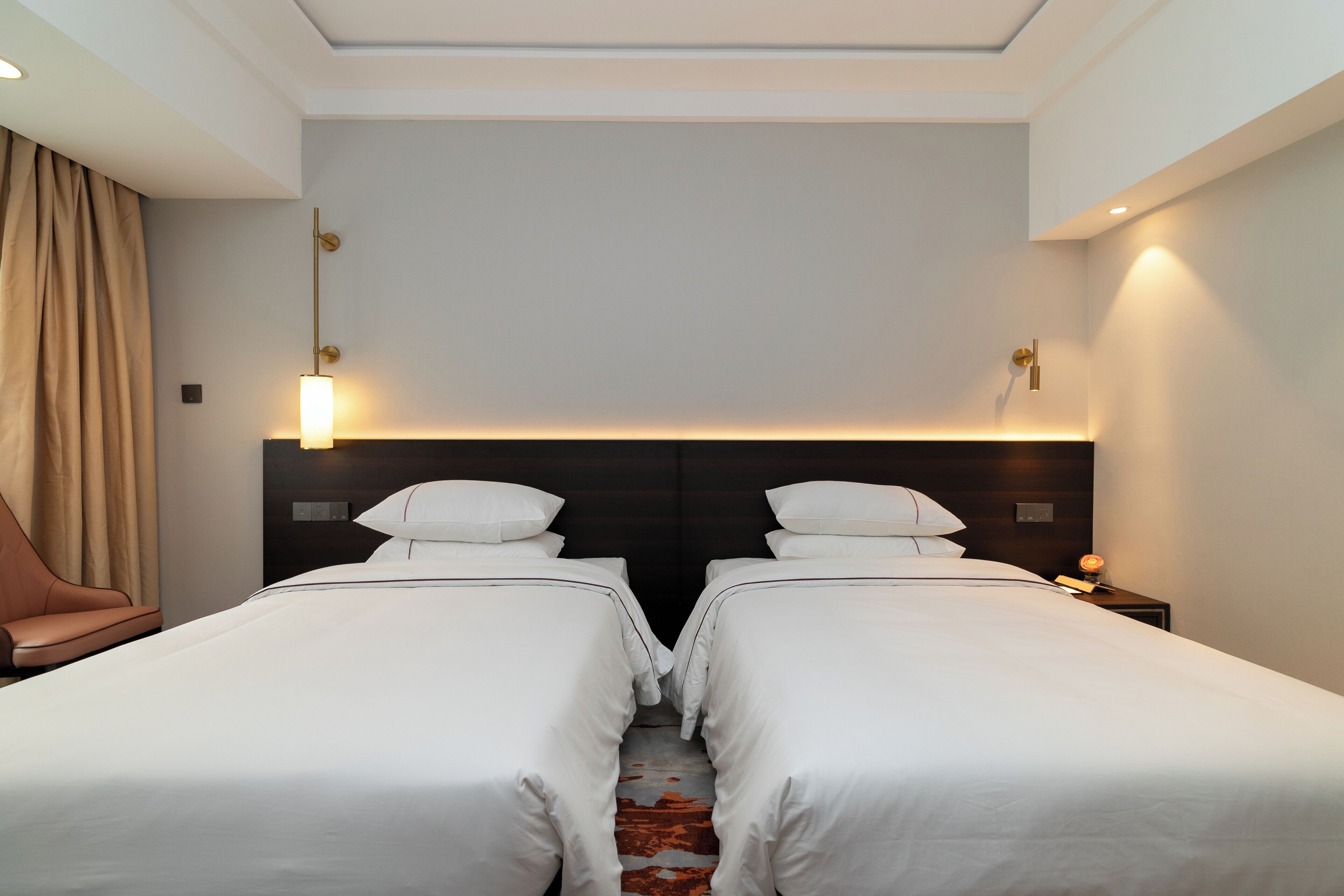 superior twin room | in-room safe, desk, laptop workspace, blackout curtains