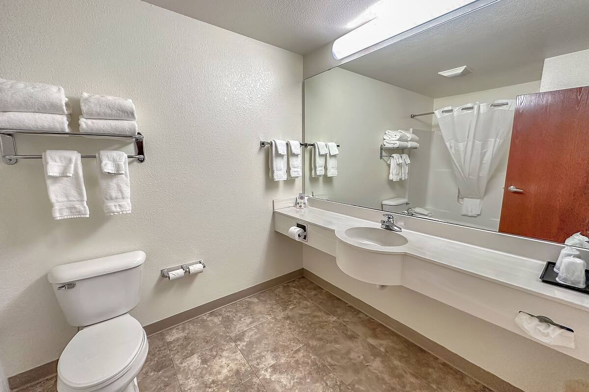 deluxe suite | bathroom | combined shower/bathtub, designer toiletries, hair dryer, towels