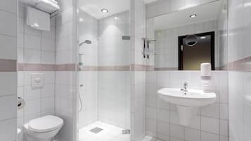 Eco-friendly toiletries, hair dryer, towels