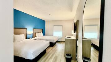 Room, 2 Queen Beds, Mobility Accessible, Non Smoking (Bathtub w/ Grab Bars) | In-room safe, desk, blackout drapes, iron/ironing board