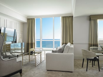 Classic Suite | Living area | LCD TV, DVD player, pay movies at Acqualina Resort & Residences On The Beach