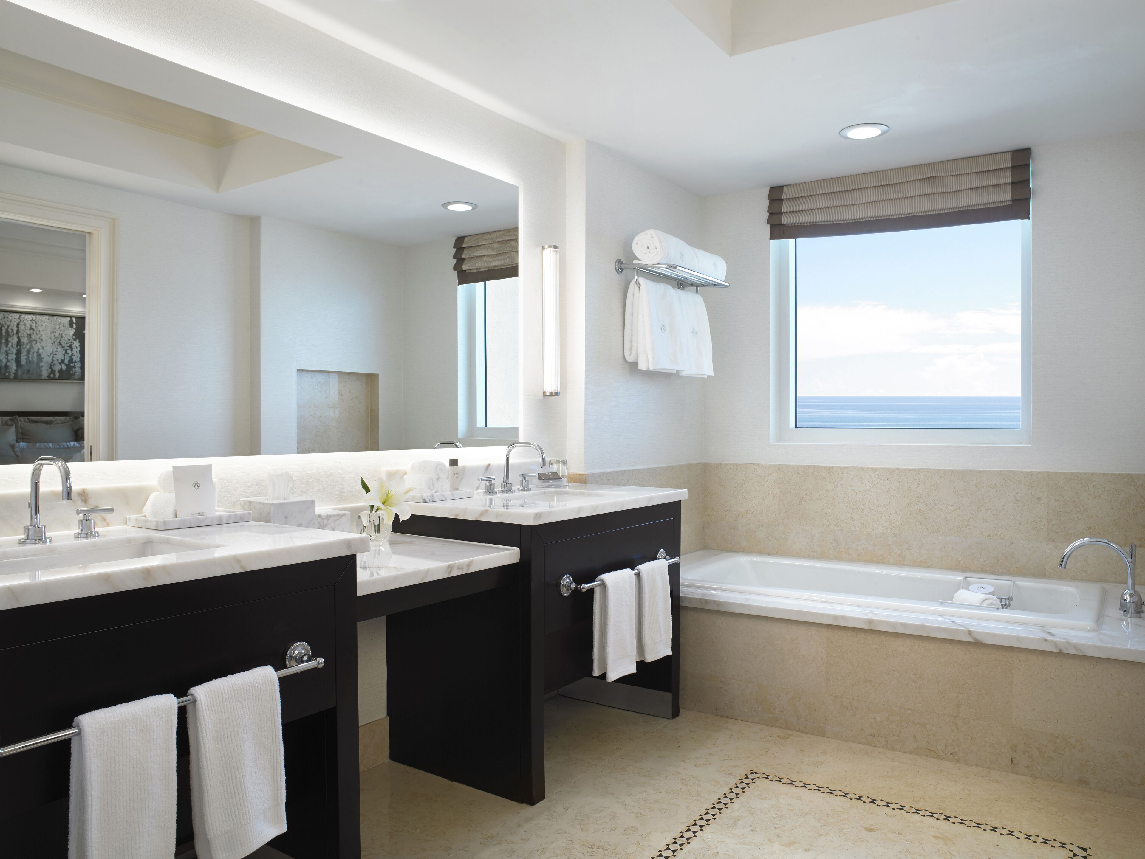 classic suite | bathroom | separate bathtub and shower, rainfall showerhead, designer toiletries