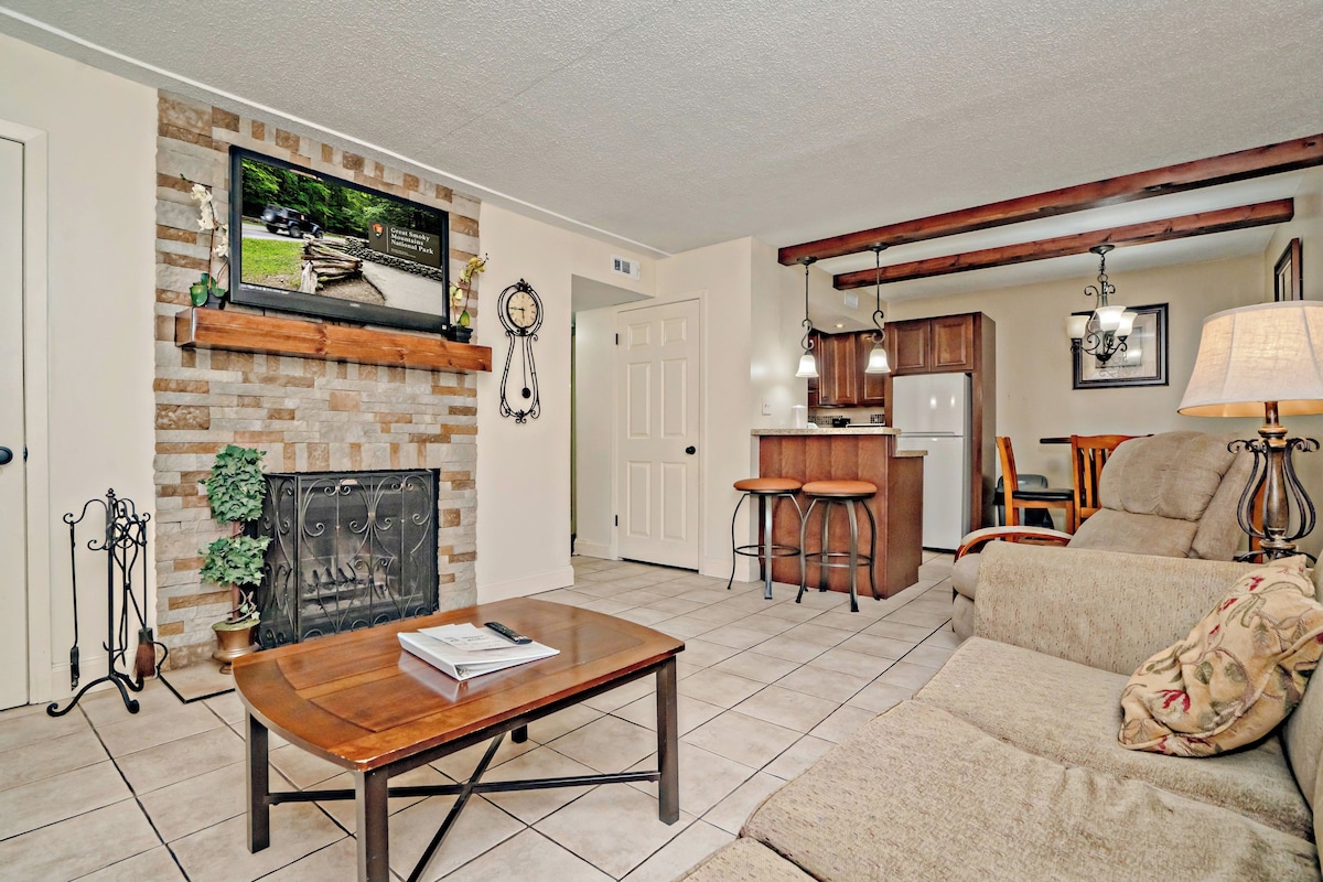 Condo, 2 Bedrooms (205) | Living area | TV, fireplace