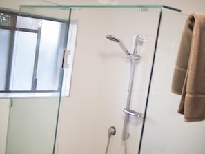 Departamento ejecutivo, 2 habitaciones | Baño | Regadera, amenidades de baño gratuitas, secadora de cabello, toallas