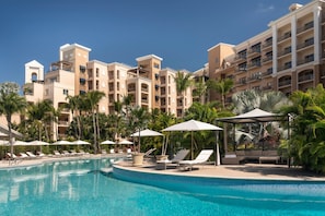 2 outdoor pools, pool umbrellas, pool loungers