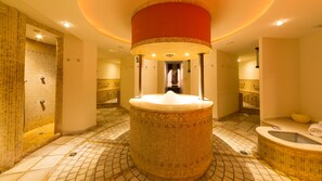 Sauna, hot tub, steam room, body treatments, mud baths