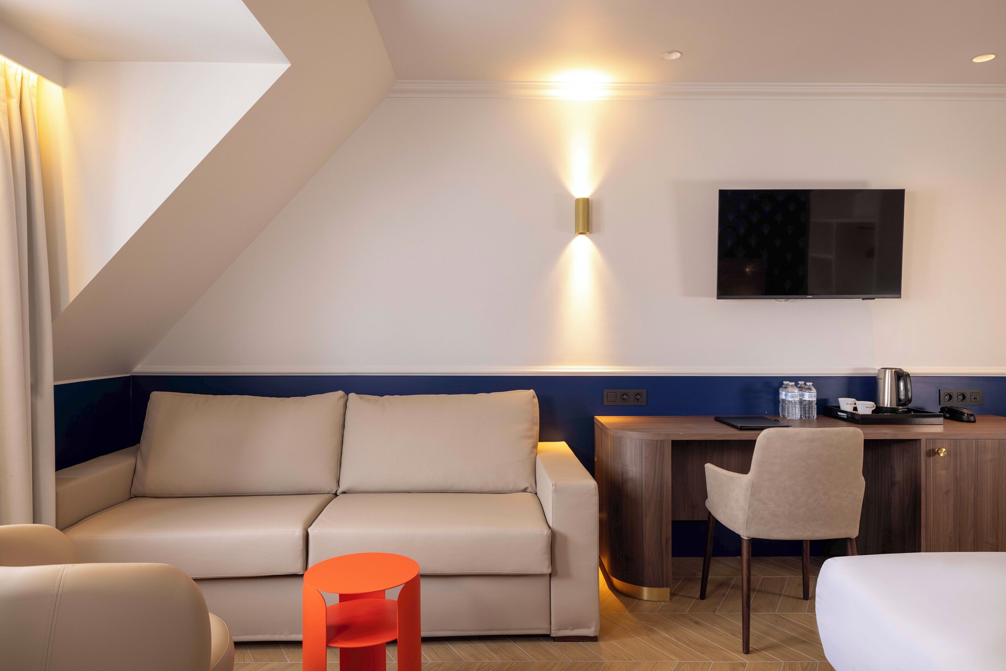 classic quadruple room | living area | 32-inch flat-screen tv with satellite channels, tv