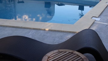 Outdoor pool, pool loungers