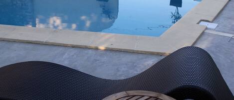 Outdoor pool, pool loungers