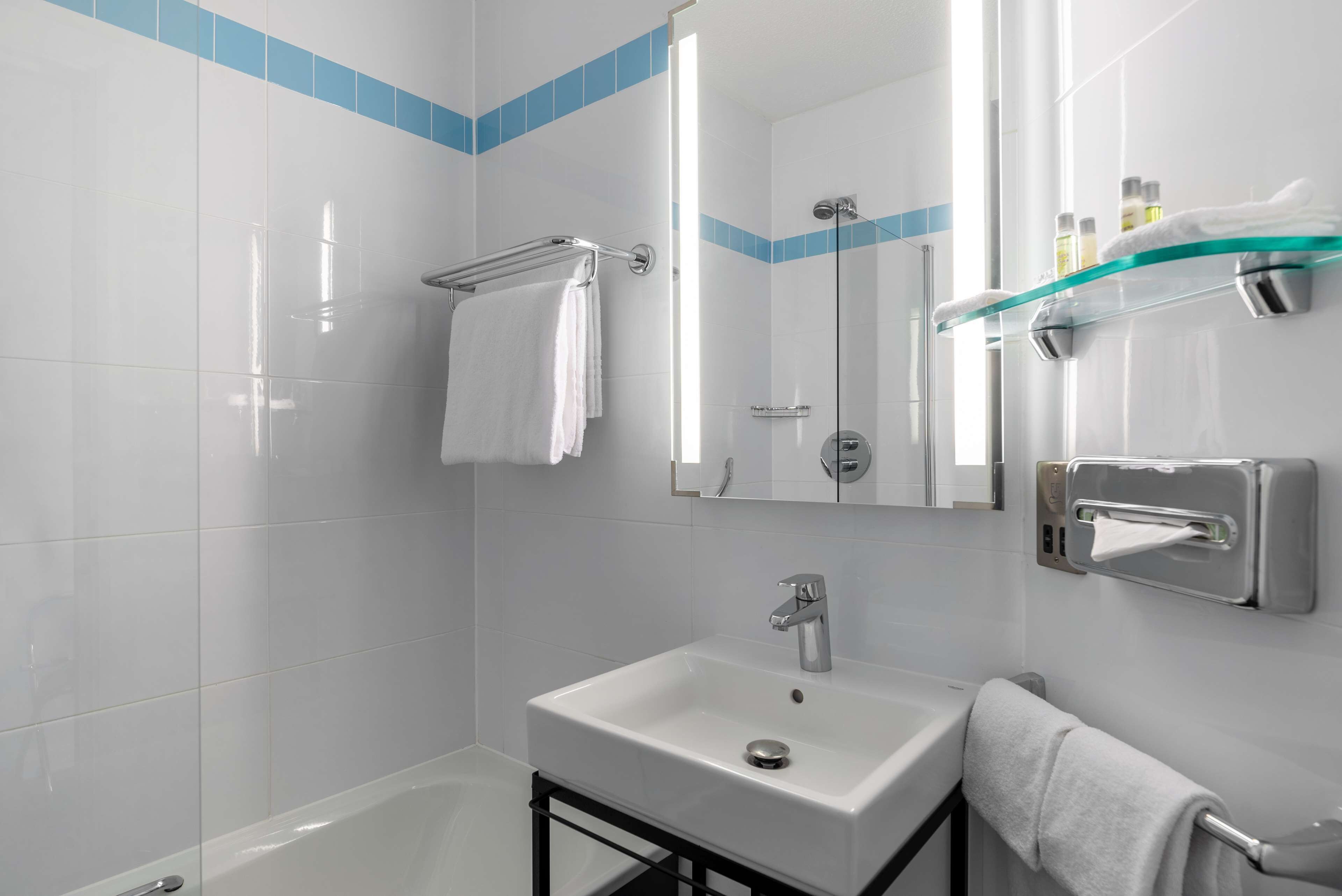 free toiletries, hair dryer, towels