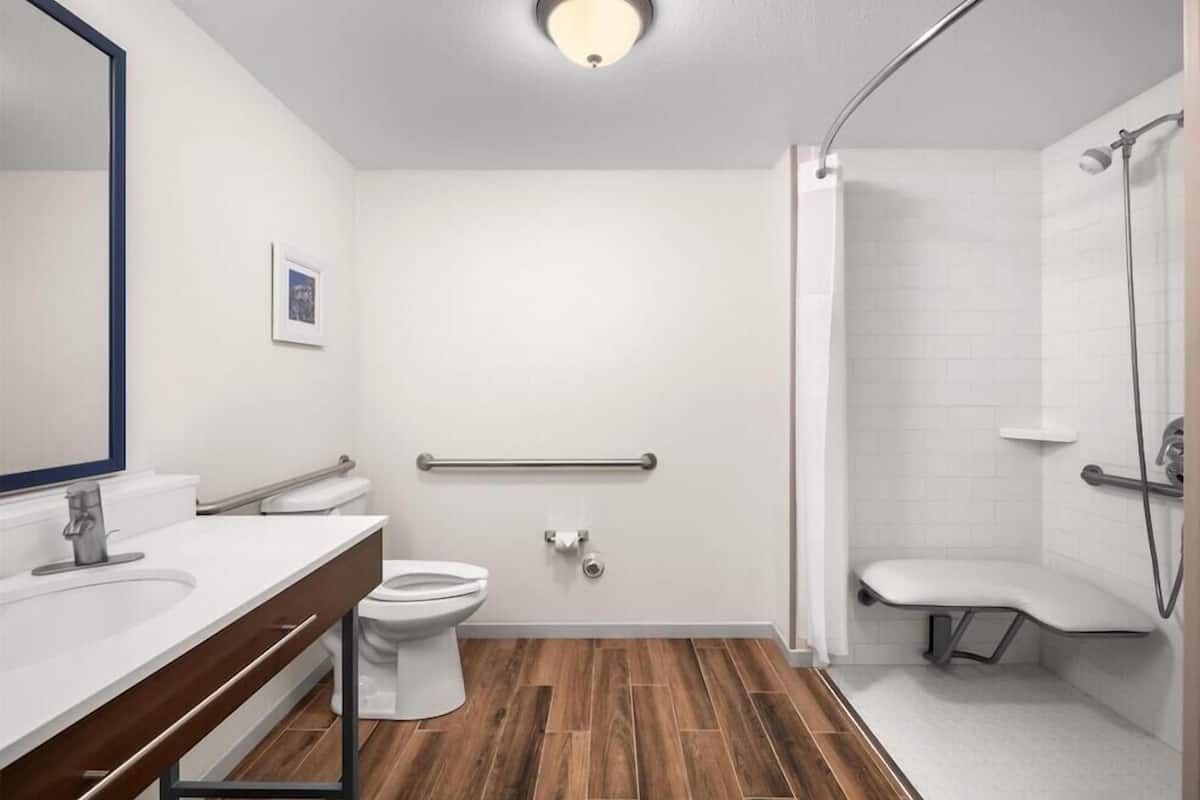 Bathroom | Combined shower/tub, free toiletries, hair dryer, towels