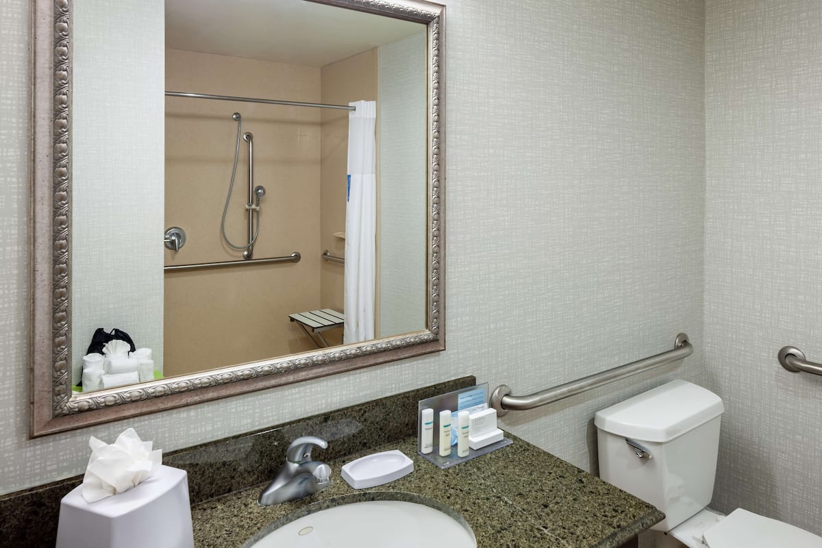 studio, 2 queen beds, accessible, non smoking | bathroom shower