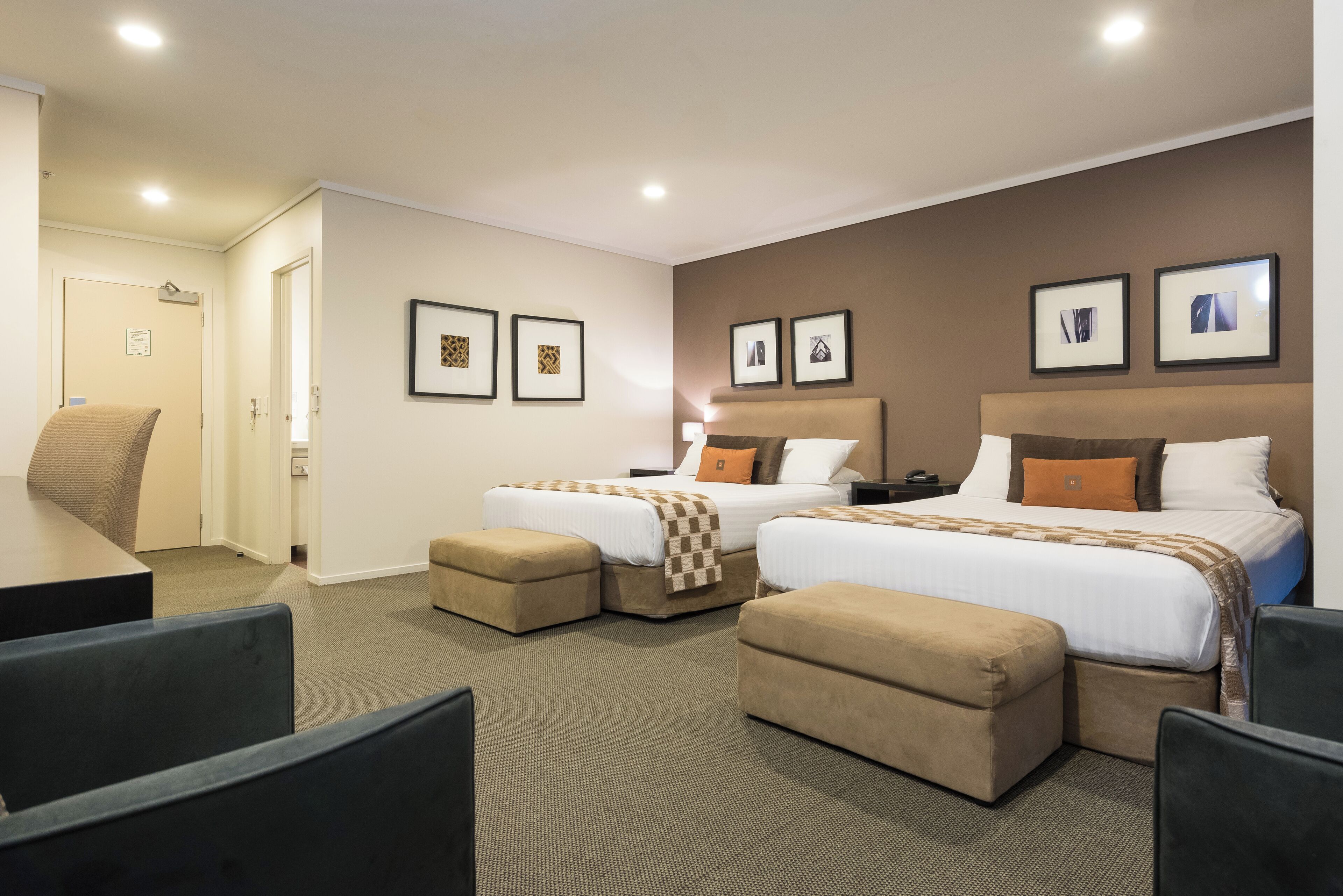 family room | 1 bedroom, desk, blackout curtains, iron/ironing board