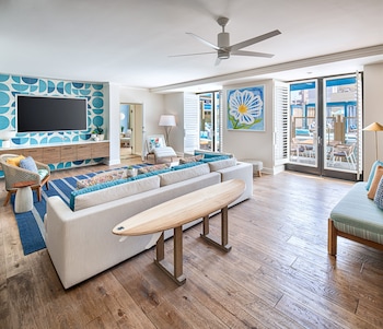 55-inch LCD TV with cable channels, TV at Margaritaville Hotel San Diego Gaslamp Quarter