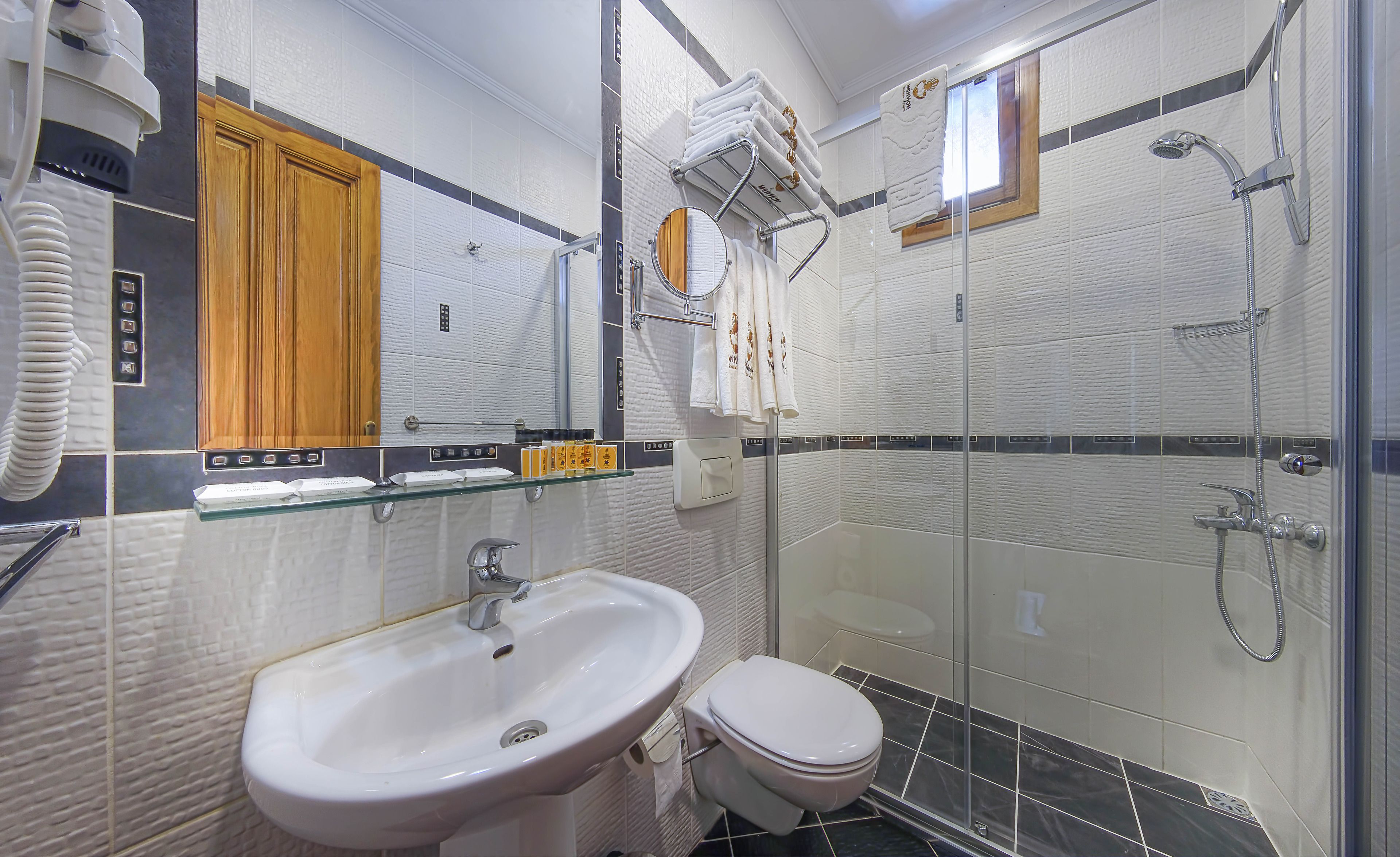 free toiletries, hair dryer, bathrobes, slippers