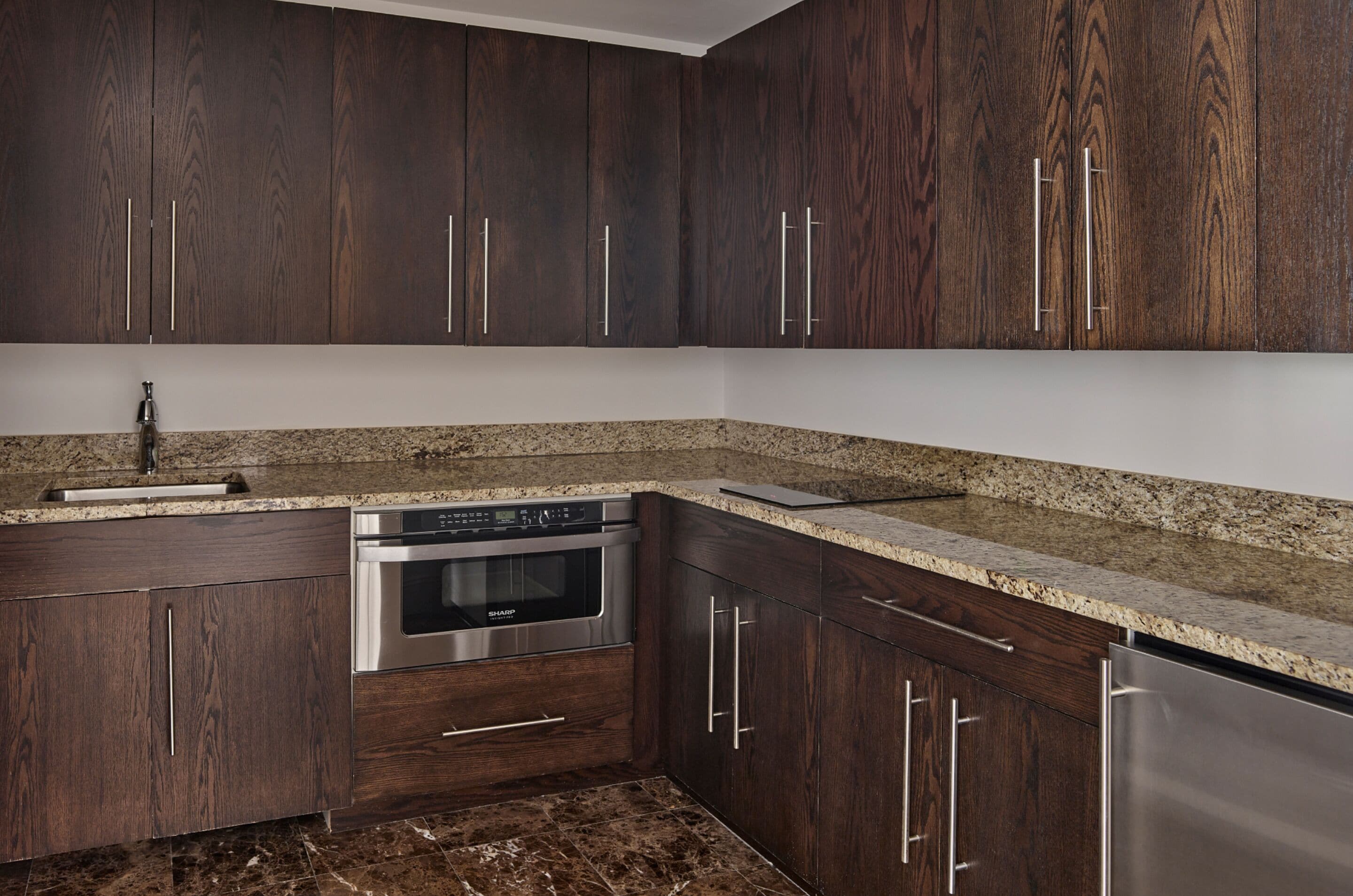 microwave, coffee/tea maker, electric kettle, toaster