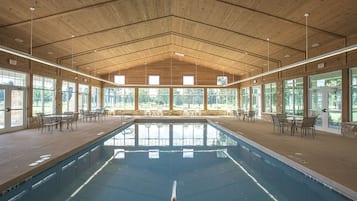 Indoor pool, outdoor pool, pool umbrellas