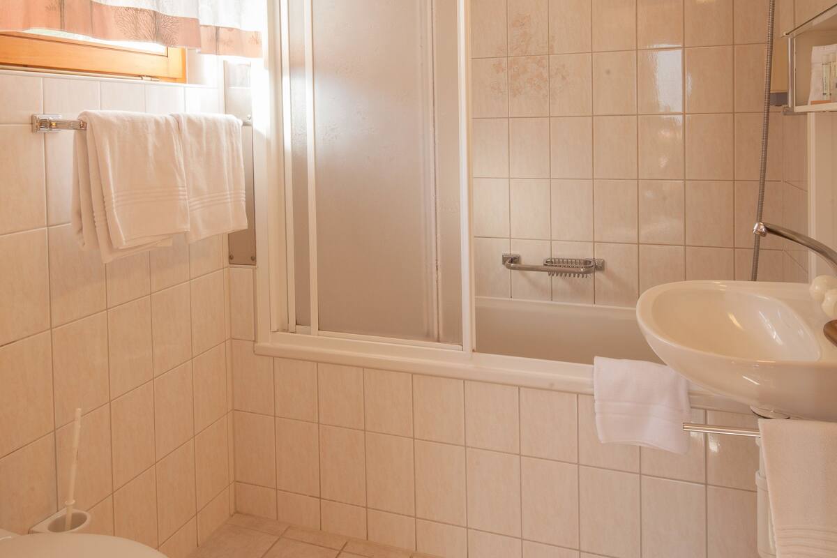 free toiletries, hair dryer, towels