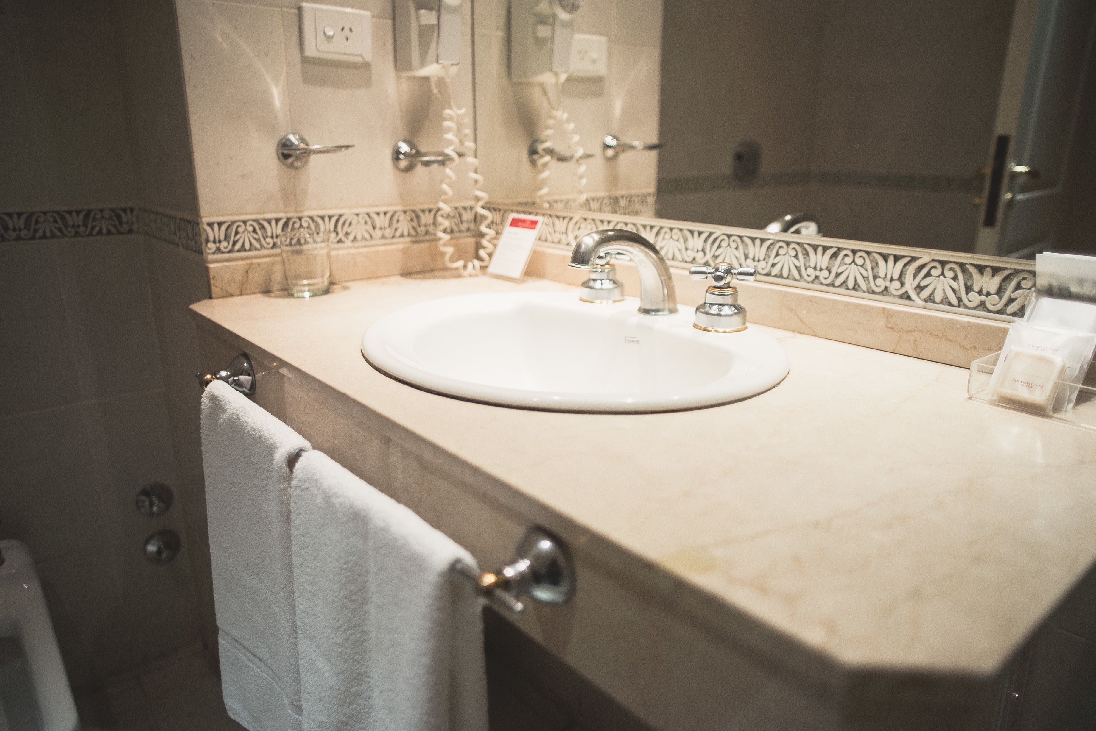 bathtub, rainfall showerhead, free toiletries, hair dryer