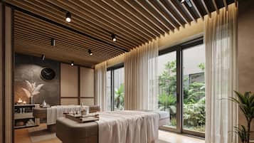 Sauna, tina de hidromasaje, tratamientos corporales y aromaterapia