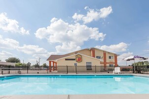 Outdoor pool, sun loungers