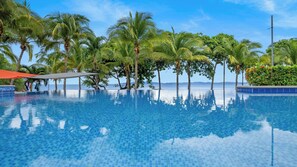 2 outdoor pools, open 5:00 AM to 10:00 PM, pool umbrellas, pool loungers