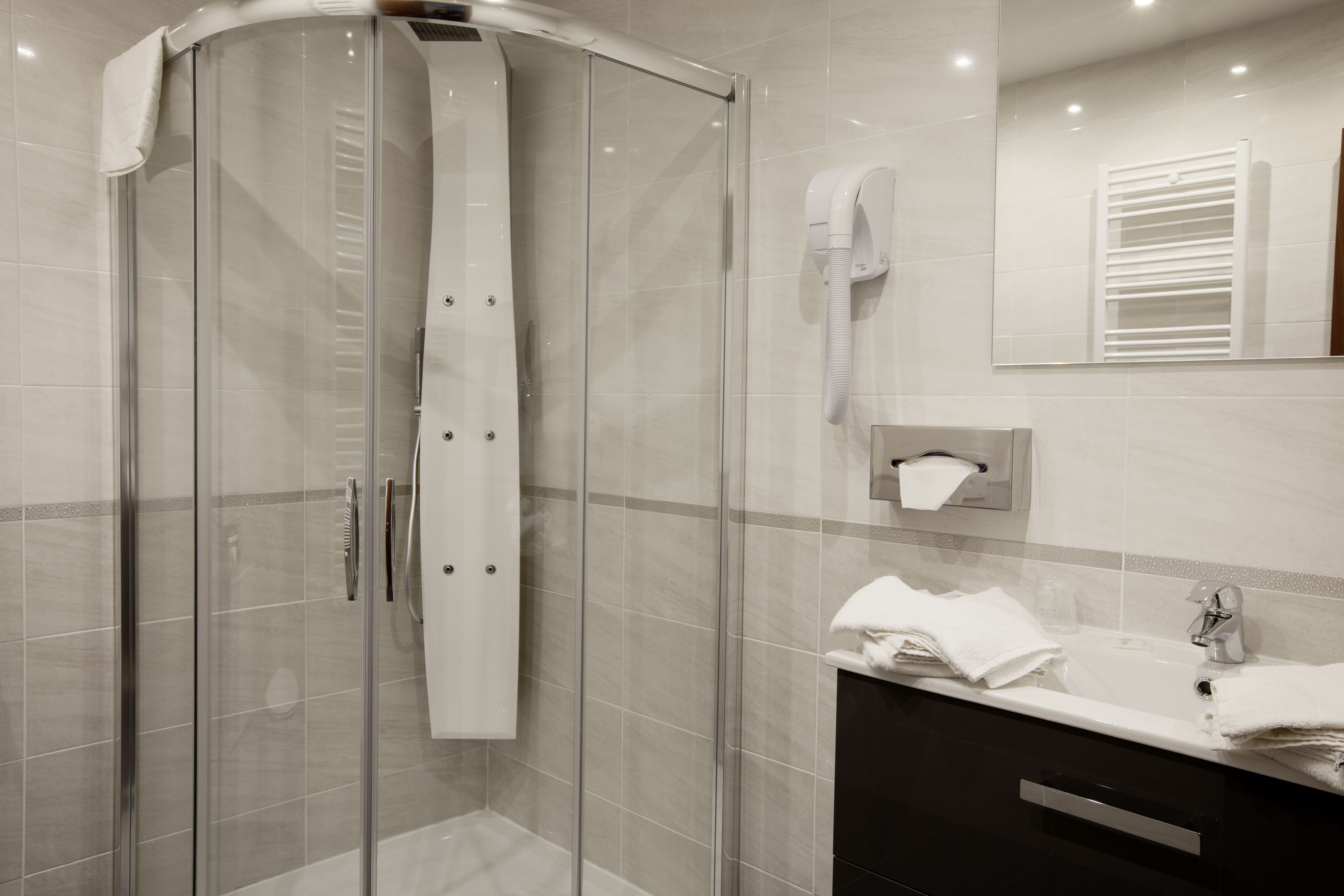 Free toiletries, hair dryer, towels