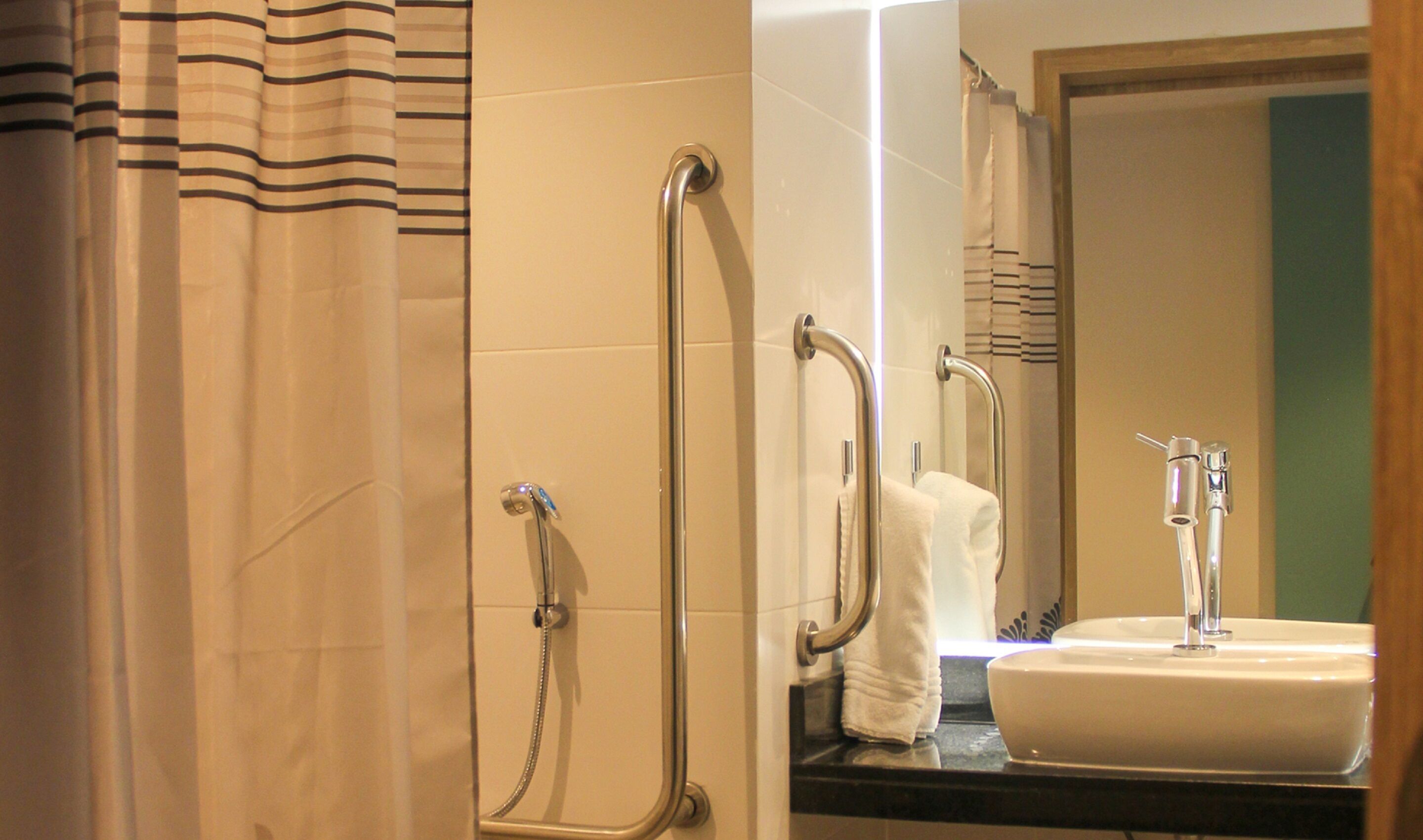 free toiletries, hair dryer, towels