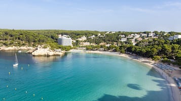 Private beach nearby, white sand, 3 beach bars