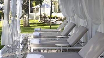 Indoor pool, outdoor pool, open 8:00 AM to 7:00 PM, pool umbrellas