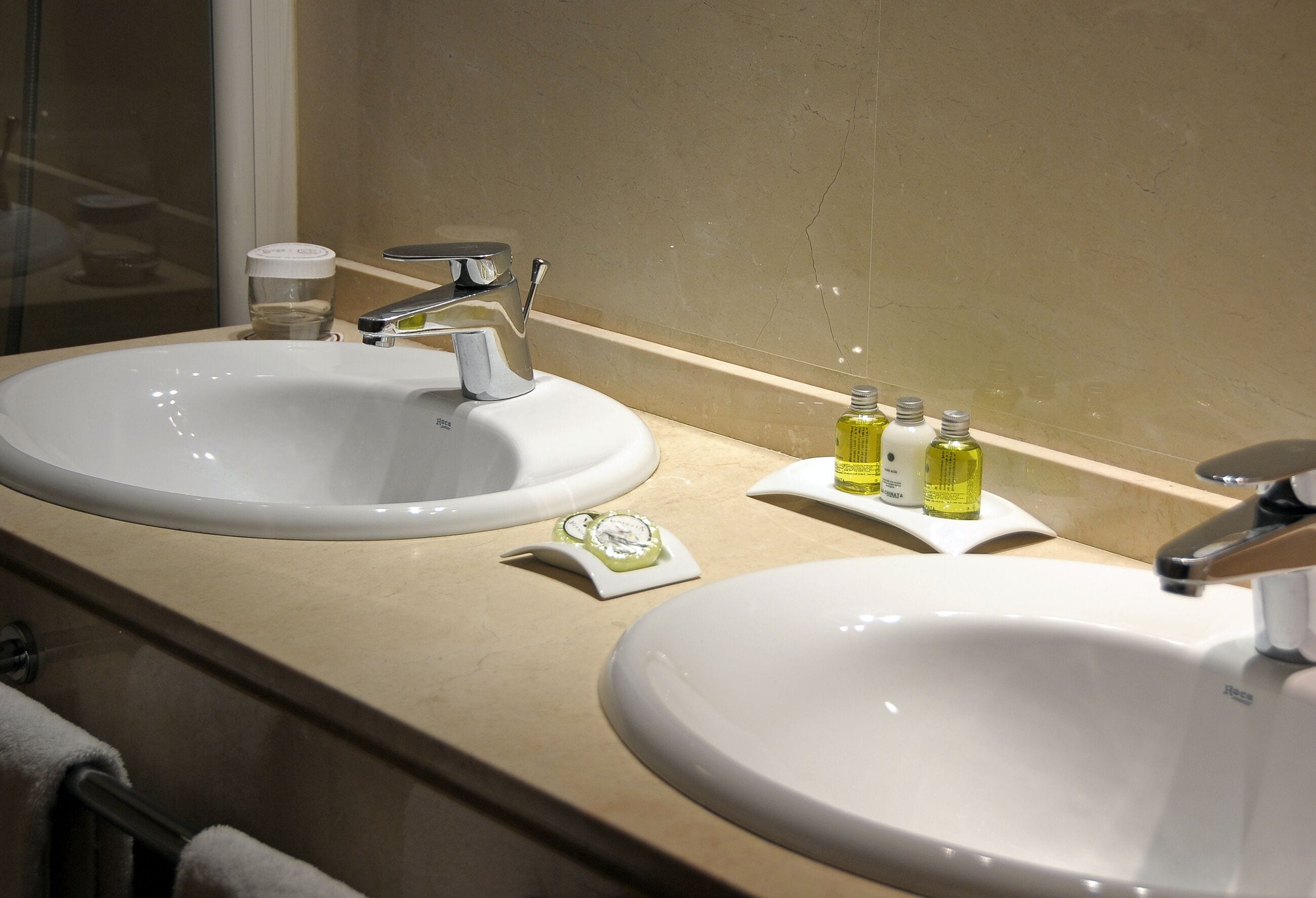 free toiletries, hair dryer, bidet, towels