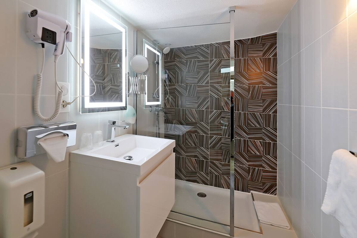 economy double room (attic) | bathroom | hair dryer, towels