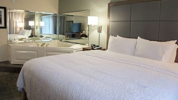 Room, 1 King Bed, Non Smoking, Refrigerator & Microwave (Jetted Tub) | Bathroom | Shower, towels