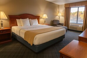 Desk, laptop workspace, blackout drapes, iron/ironing board - Stay USA Hotel & Suites (Hot Springs)