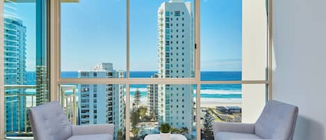 One Bedroom Ocean View Superior Apartment | Living area | 32-inch flat-screen TV with cable channels, TV, DVD player