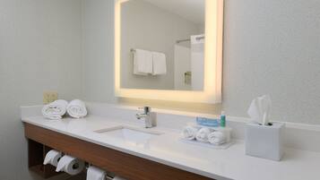 Pengering rambut, kloset,  dan handuk