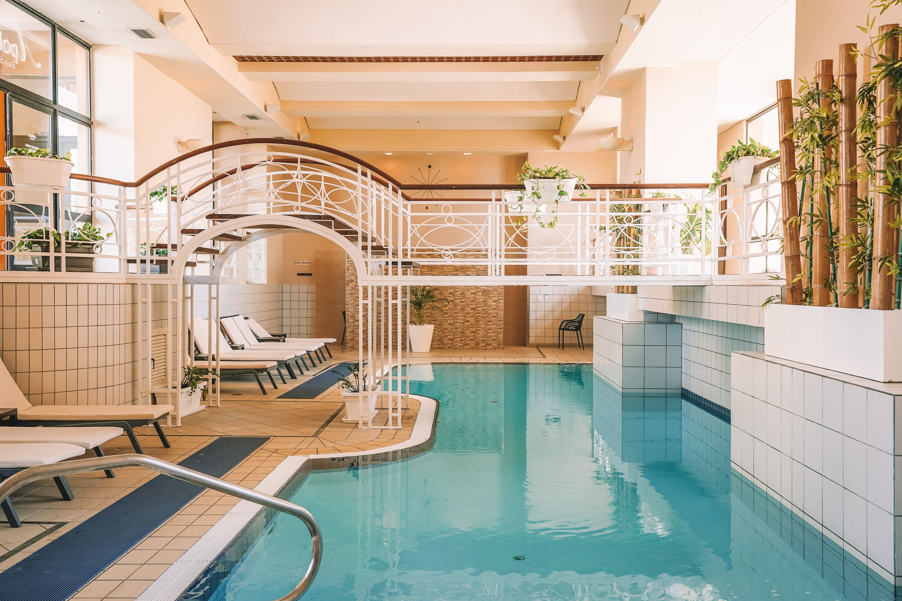 indoor pool, 2 outdoor pools, pool umbrellas, pool loungers