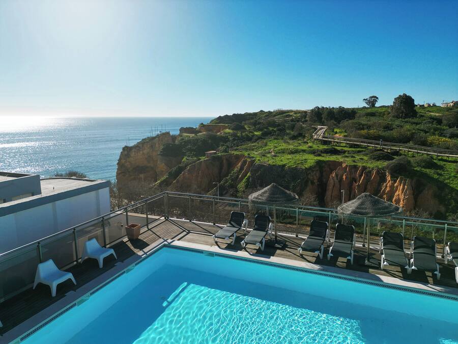 Outdoor pool, sun loungers