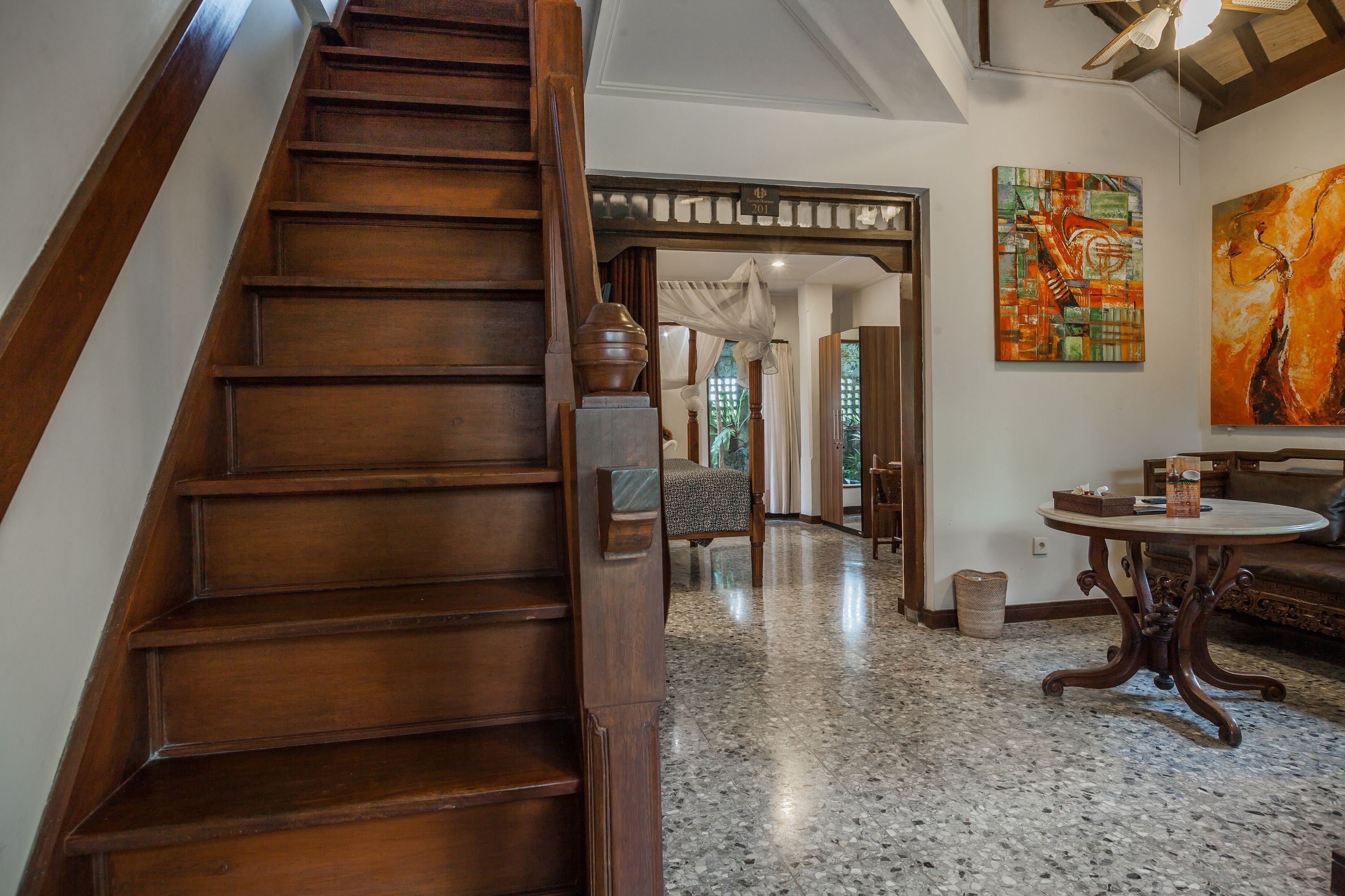 two bedrooms villa with garden view | living area | 32-inch lcd tv with cable channels, tv