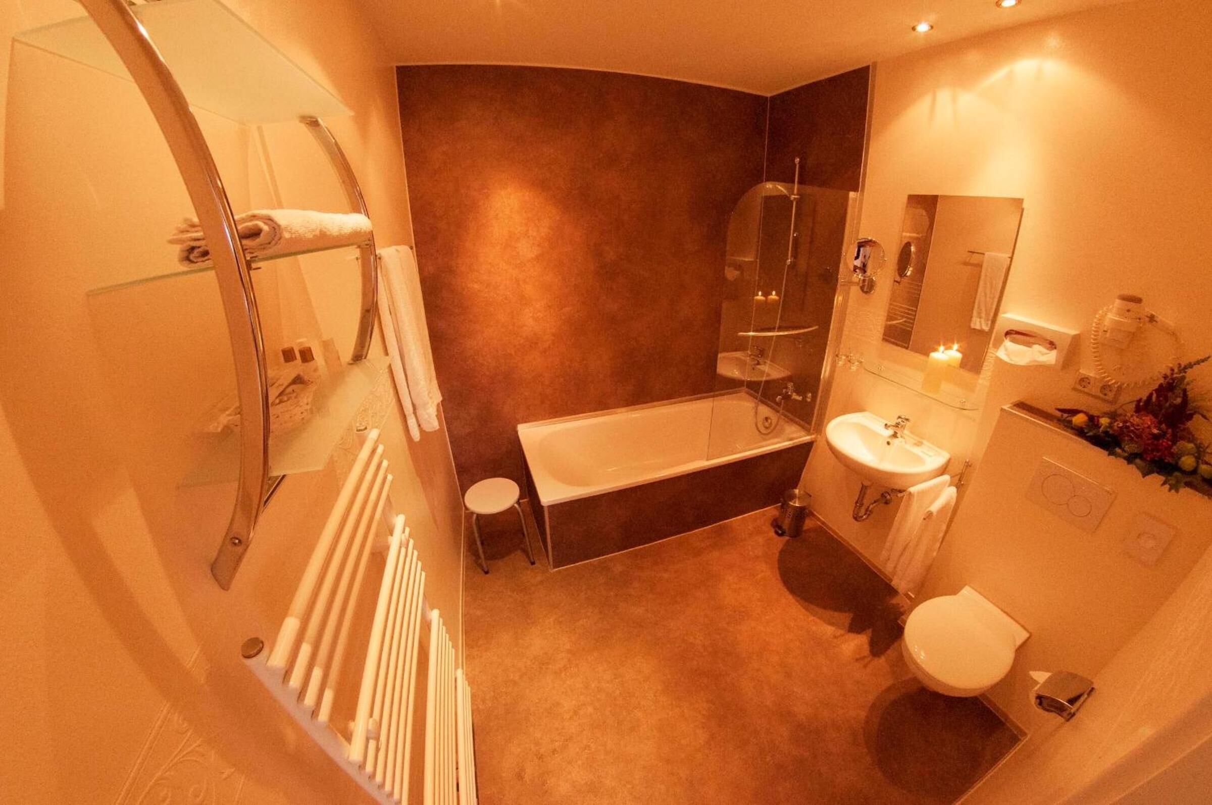 free toiletries, hair dryer, towels